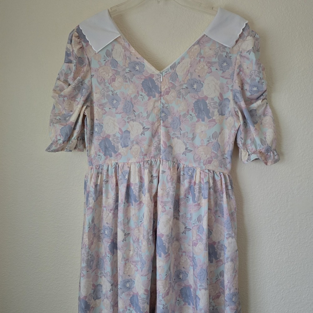 Dazy Prairie Midi Dress Women's Sz S Cottagecore Floral Lace Collar Boho Peasant - Picture 8 of 12
